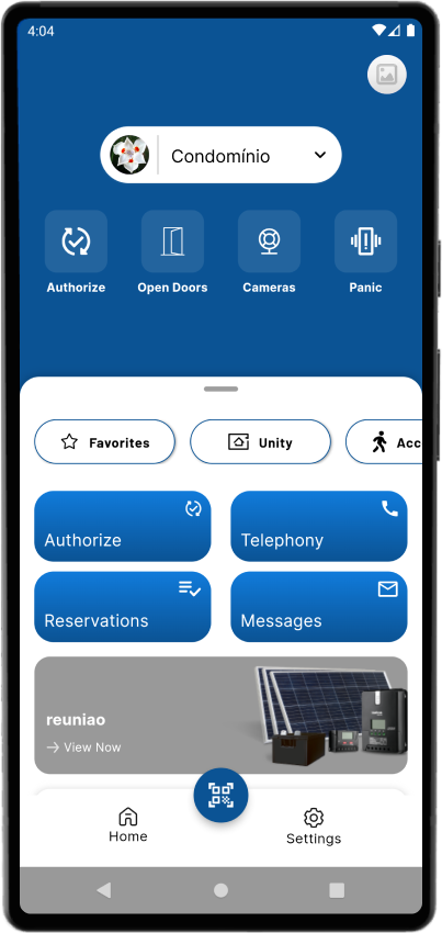 App Union AccessHub — Tela inicial